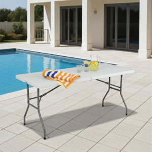Mesa Plegable 180x75x74cm tipo maleta Blanca