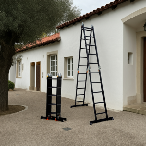 Escalera 5,7mt Profesional Heavy Duty  20 Peldaños Negra