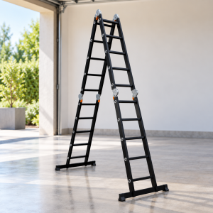 Escalera 5,7mt Profesional Heavy Duty 20 Peldaños Negra