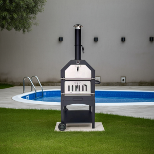 Horno Pizza Carbón Acero Chimenea + Termómetro