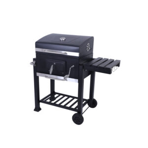 Parrilla Carbón Con Tapa y Ruedas + Termómetro