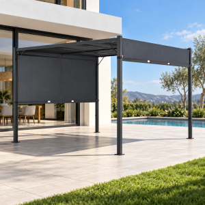 Pergola 4X3MT Aluminio con Pantallas Laterales