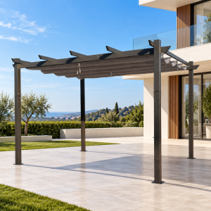 Pérgola 4X3MT Acero con Toldo Corredizo