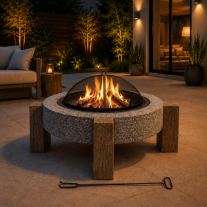 Fogon Parrilla a la piedra Madera 75x75x44cm