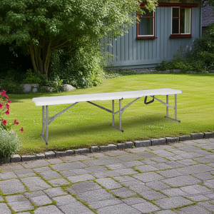 Banca Plegable Tipo Maleta Blanca 180x30x43cm