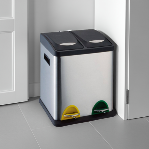 Basurero 16L Metalico Doble Acero Inoxidable