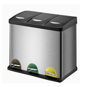 Basurero 24L Metalico Triple Acero Inoxidable