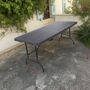 Mesa Plegable 180x74x74cm Gris Símil Madera
