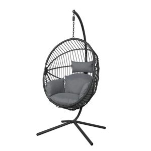 Silla Colgante Ratán Color Negro Terrazas 110cm x 110cm x 198cm