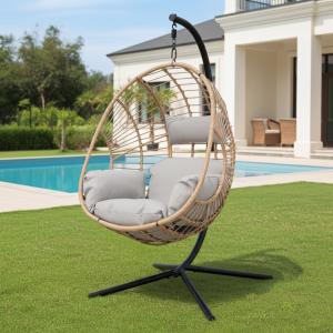 Silla Ratán Color Beige Terraza 88cm x 62cm x 151cm