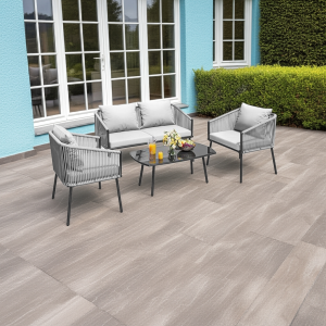 Sofá Exterior Ratán Gris Set 4 Piezas