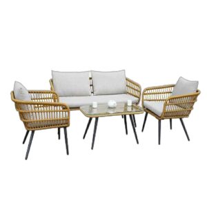 Sofá Exterior Ratán Beige Set 4 Piezas