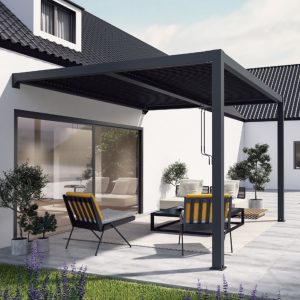 Pergola Bioclimatica Aluminio Muro 4x3 Techo Acero