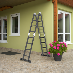 Escalera 4,6mt Profesional Heavy Duty  16 Peldaños Negra