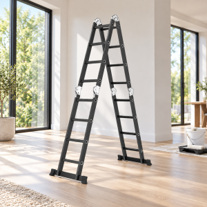 Escalera 4,6mt Profesional Heavy Duty 16 Peldaños Negra