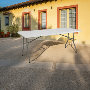 Mesa Plegable 180x75x74cm tipo maleta Blanca OUTLET