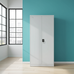 Estante Armario Metálico Oficina 2 Puertas Blanco