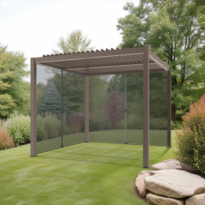 Pérgola 3x3MT Bioclimática  Techo de Acero + 2 Pantallas Laterales 3x2