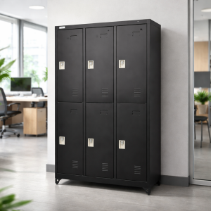 Locker 3 Cuerpos 6 Casilleros 183x90x40cm Color Negro