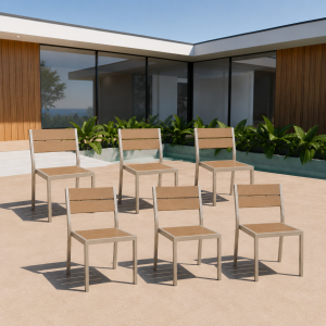 Silla Terraza Aluminio  Polywood Café 6 unidades
