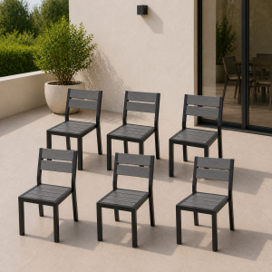 Silla Terraza Aluminio  Polywood Gris 6 unidades