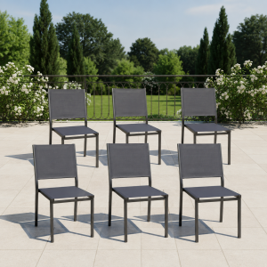 Silla Terraza Aluminio Textoline Gris 6 unidades