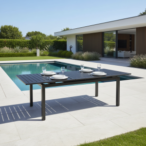 Mesa Extendible Aluminio 180/240x90cm Gris