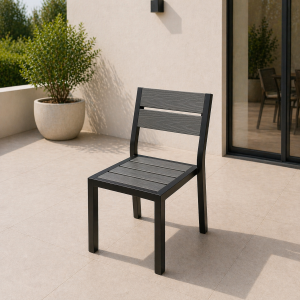Silla Terraza Aluminio  Polywood Gris 1 unidad